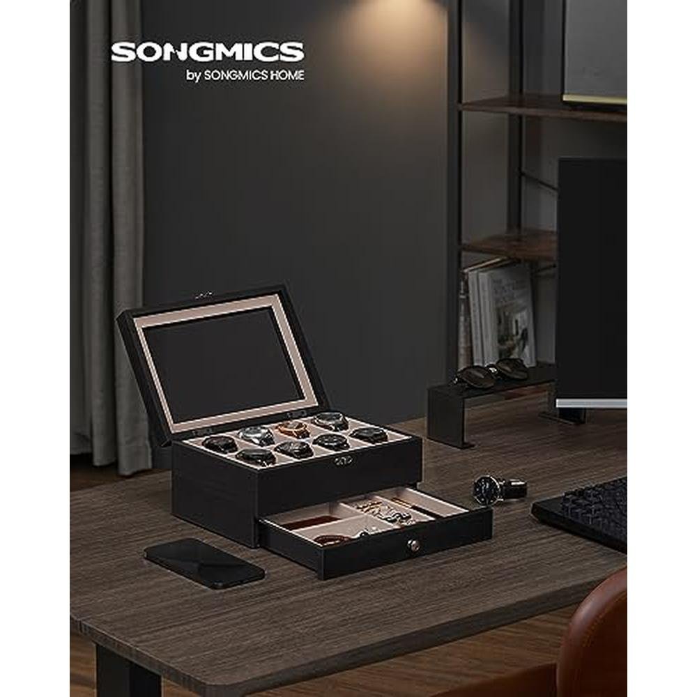 Watch Box: Songmics 8-Slot Watch Box 2-Tier Watch Display – Side View