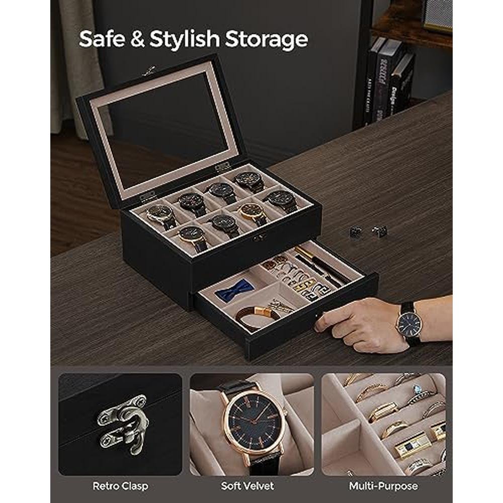 Watch Box: Songmics 8-Slot Watch Box 2-Tier Watch Display – In Use