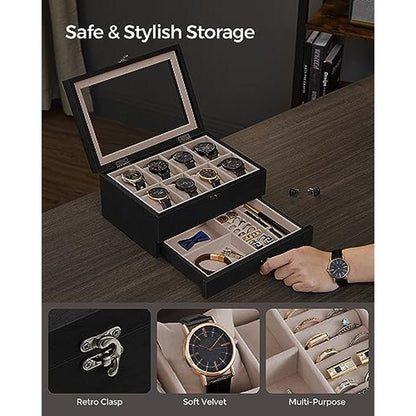 Watch Box: Songmics 8-Slot Watch Box 2-Tier Watch Display – In Use