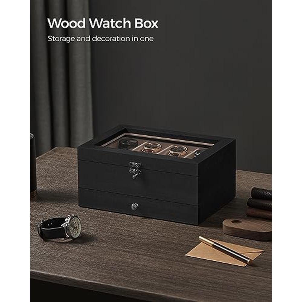 Watch Box: Songmics 8-Slot Watch Box 2-Tier Watch Display – Packaging