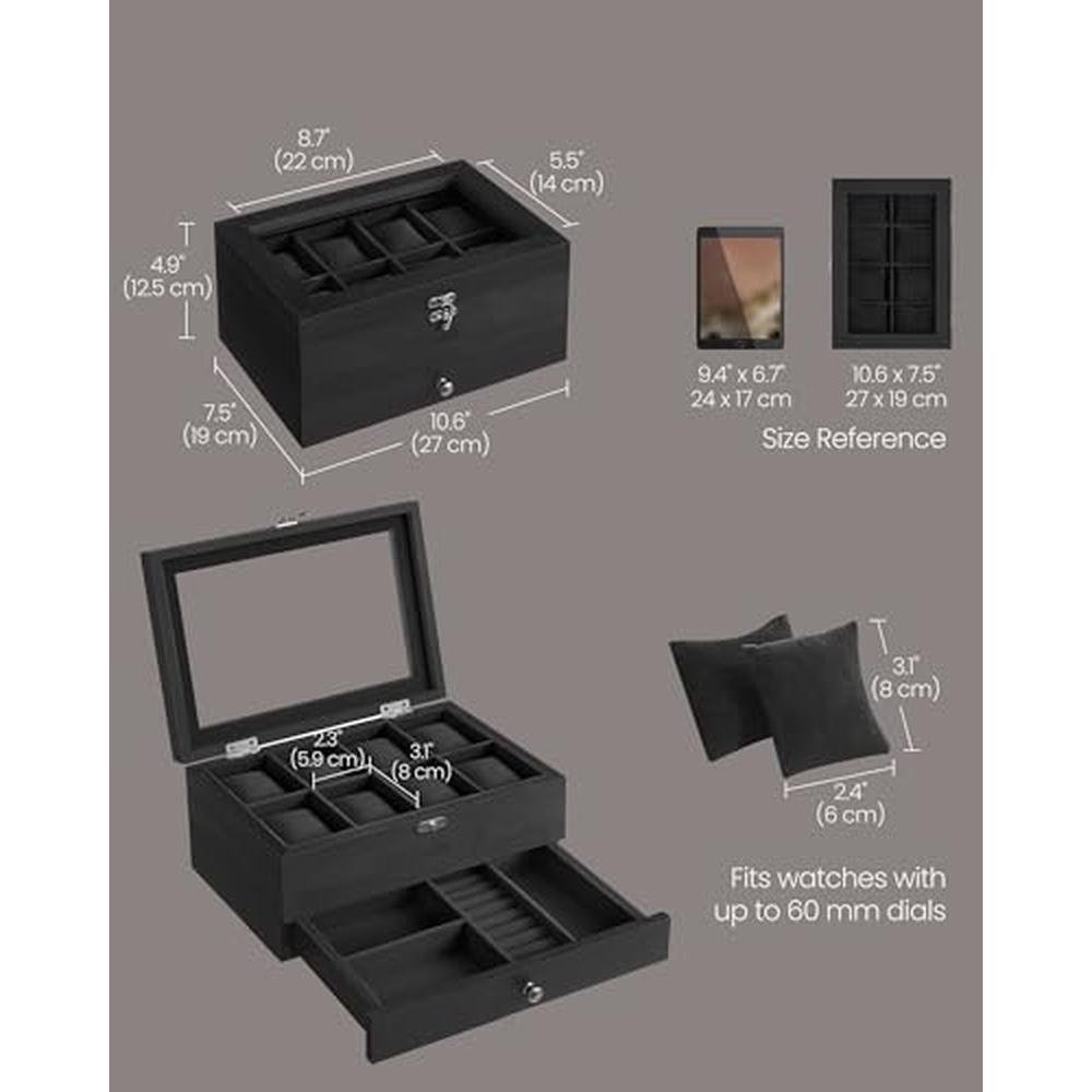 Watch Box: Songmics 8-Slot Watch Box 2-Tier Watch Display – In Use