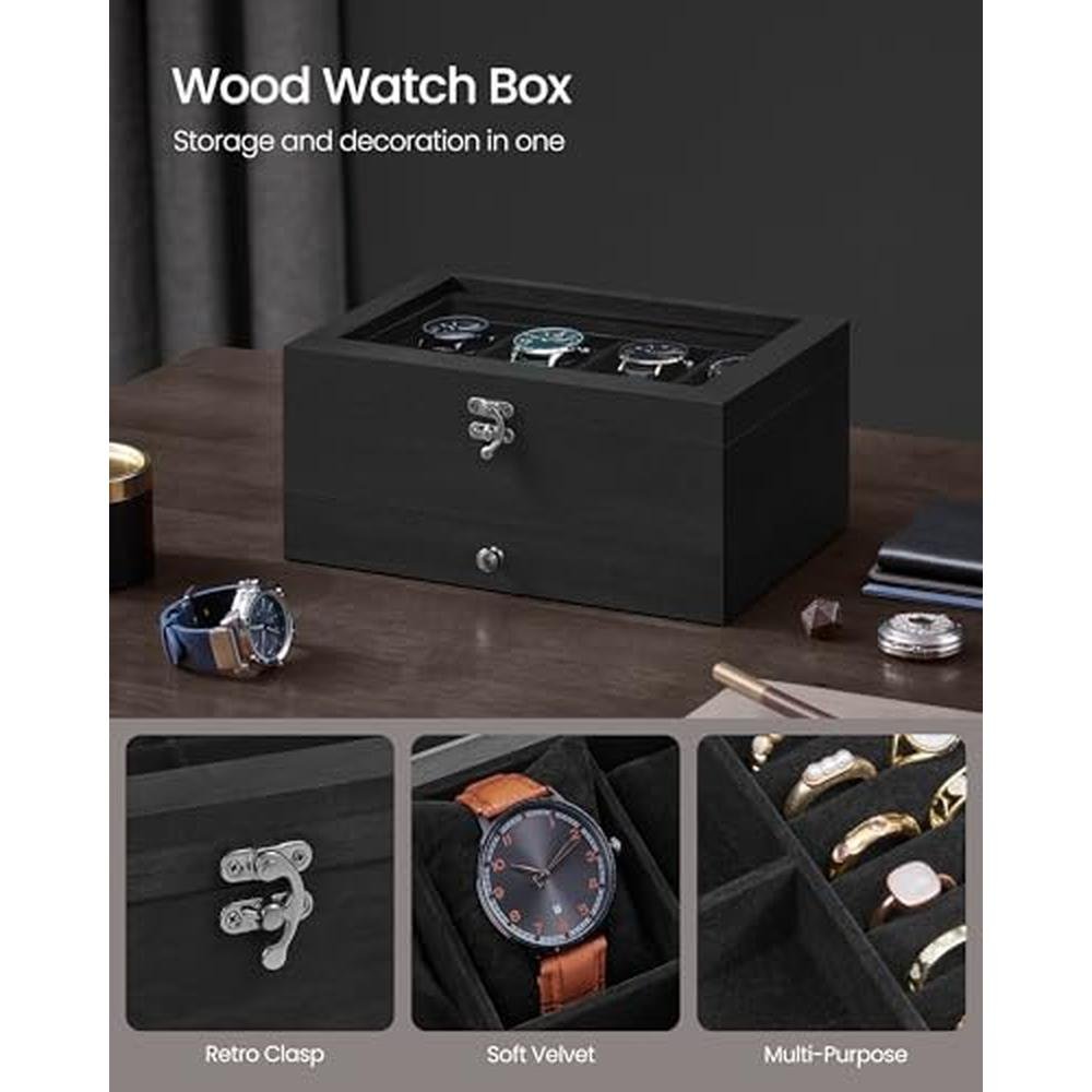 Watch Box: Songmics 8-Slot Watch Box 2-Tier Watch Display – Packaging