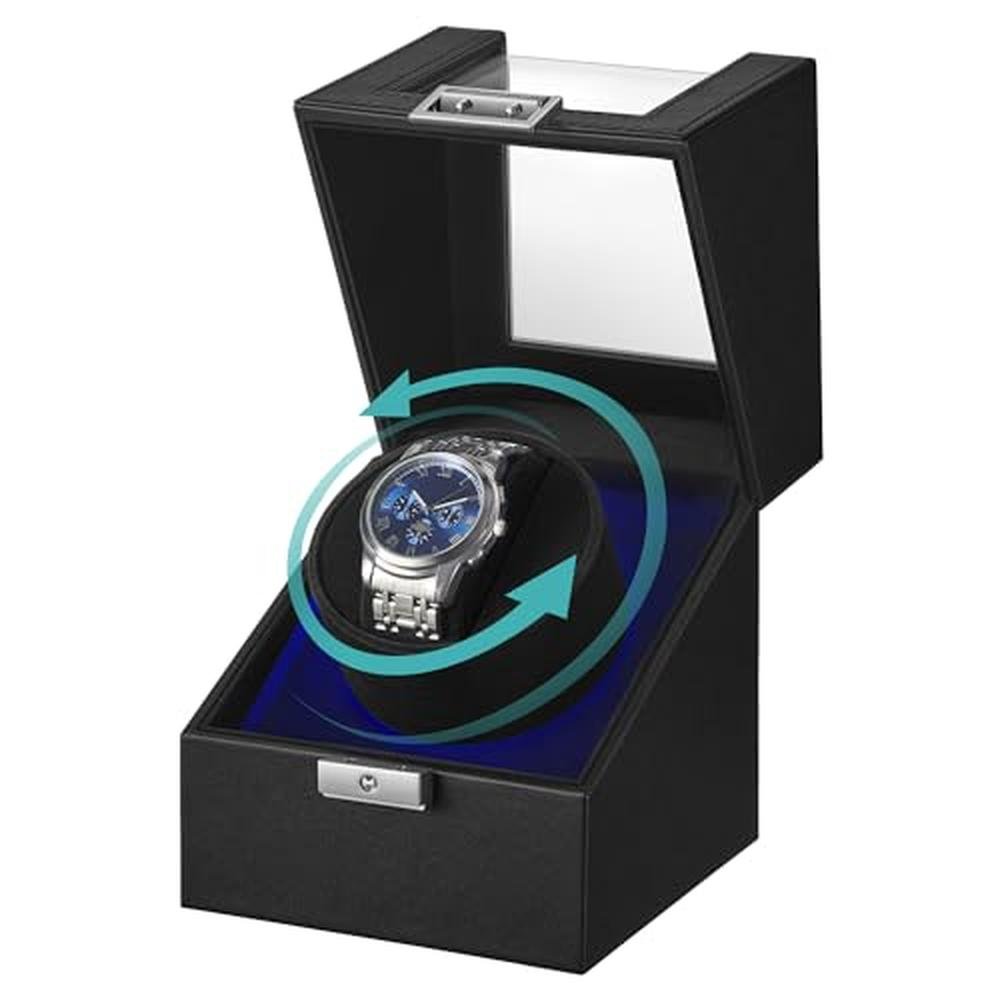 Automatic Black Watch Winder Box – Front View
