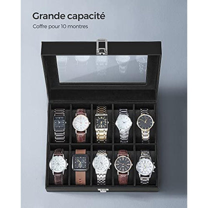 Watch Black: Songmics Watch Box 10 Slot Watch Case Organizer – In Use