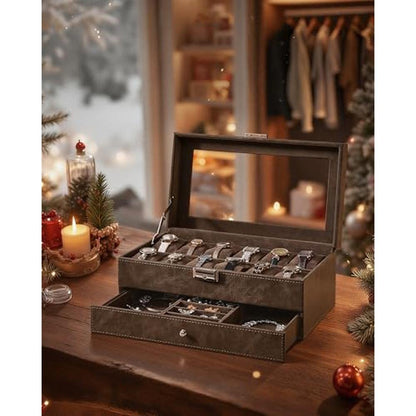 Watch Box: SONGMICS 12 Slot Watch Case Organizer – Side View
