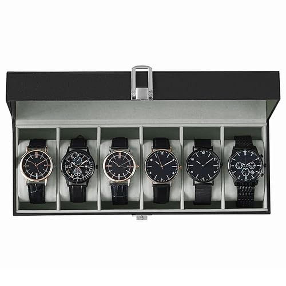 Watch Songmics: Songmics Watch Box 6 Slot Watch Case – Front View