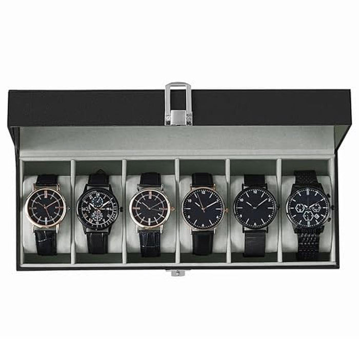 Watch Songmics: Songmics Watch Box 6 Slot Watch Case – Front View