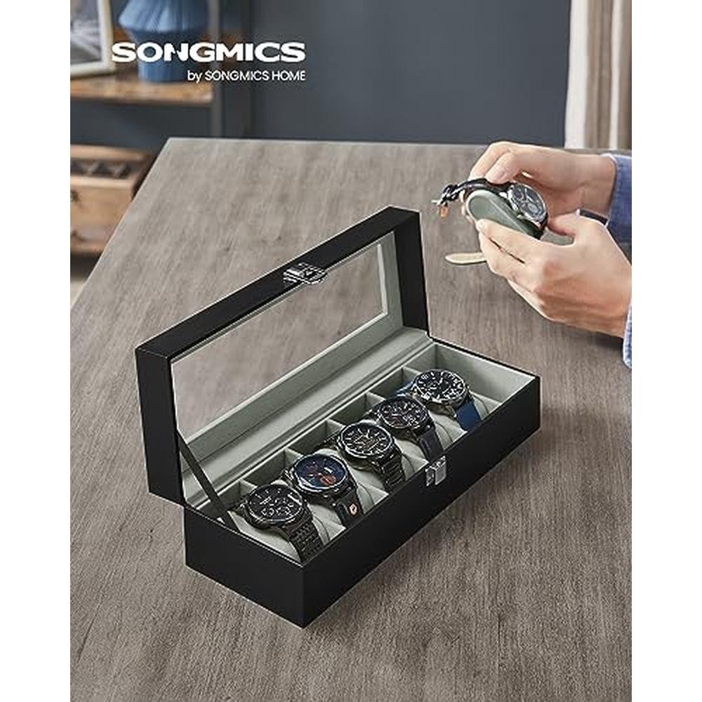 Watch Songmics: Songmics Watch Box 6 Slot Watch Case – Side View