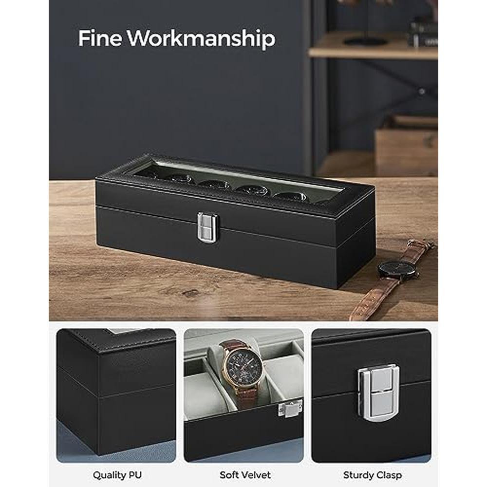 Watch Songmics: Songmics Watch Box 6 Slot Watch Case – Close-up Detail