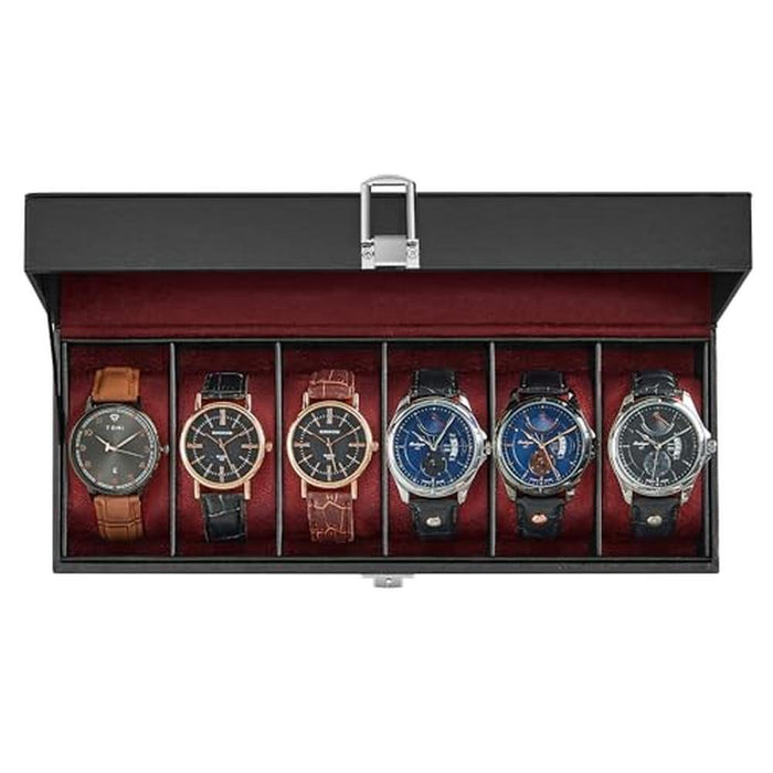 Watch Songmics: Songmics Watch Box 6 Slot Watch Case – Front View