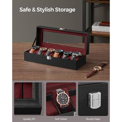 Watch Songmics: Songmics Watch Box 6 Slot Watch Case – Close-up Detail