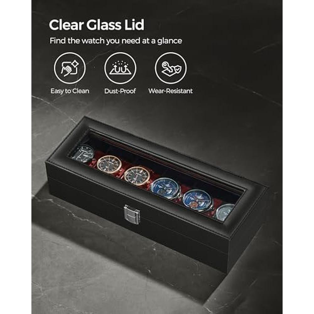 Watch Songmics: Songmics Watch Box 6 Slot Watch Case – In Use