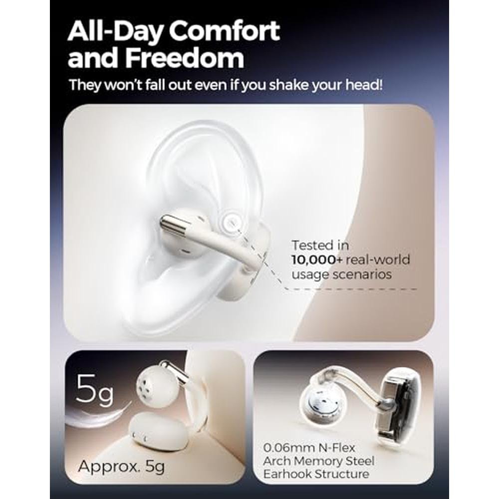 SoundPEATS Clip1 Ultra Comfort Open Ear Clip-On Earbuds – Side View