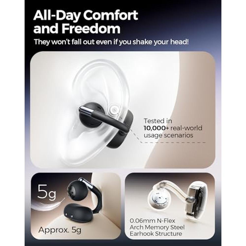 SoundPEATS Clip1 Ultra Comfort Open Ear Clip-On Earbuds – Side View