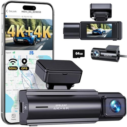 Dash Cam: SPRLEAF HD13 4K+4K Dual Dash Camera – Front View