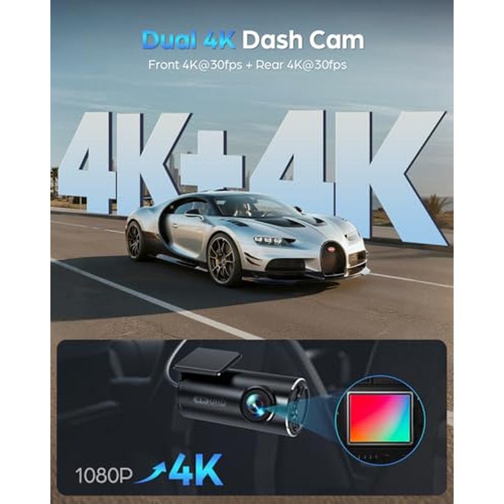 Dash Cam: SPRLEAF HD13 4K+4K Dual Dash Camera – Side View