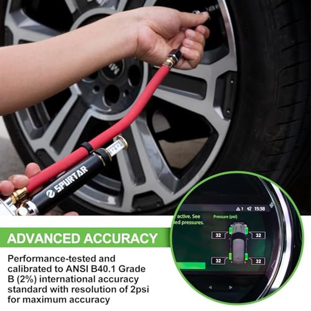 Tire Pressure Gauge: Spurtar 10-120 PSI Heavy Duty Tire – Side View