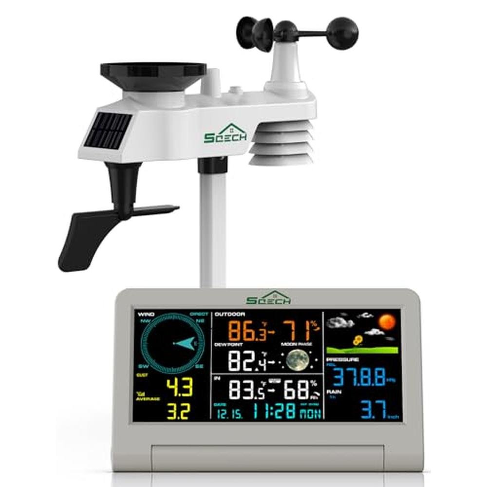 Weather Station: SQECH Wireless Indoor Outdoor with 7-in-1 – Front View