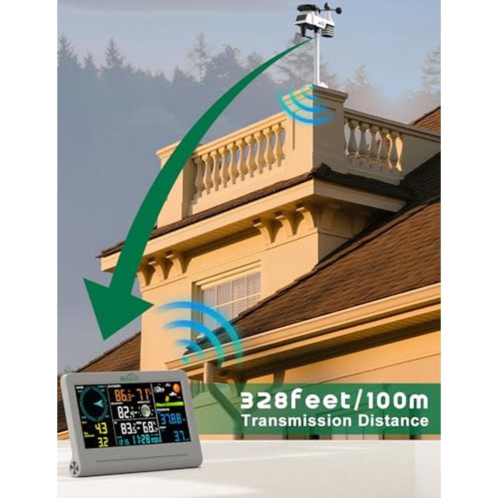 Weather Station: SQECH Wireless Indoor Outdoor with 7-in-1 – Close-up Detail