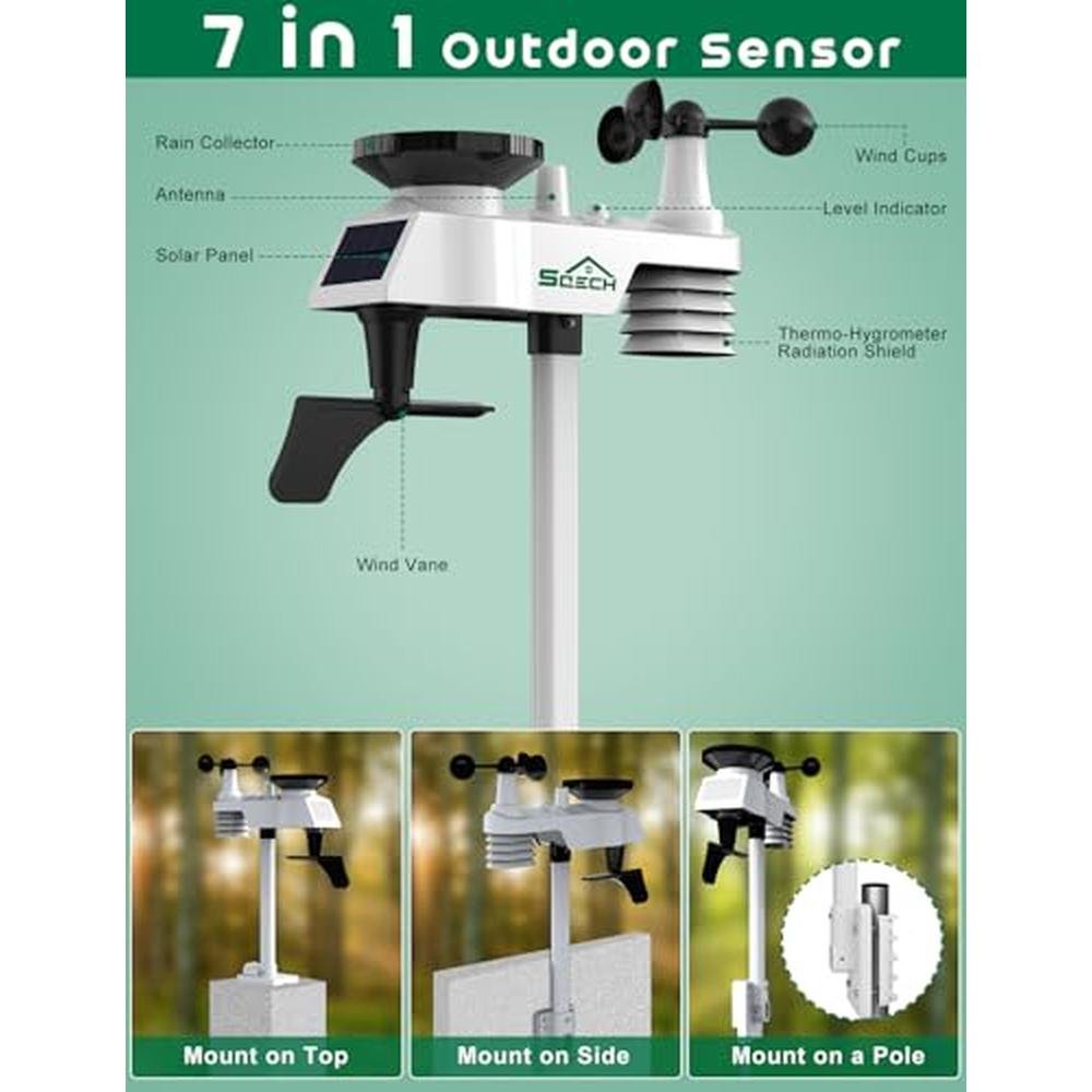 Weather Station: SQECH Wireless Indoor Outdoor with 7-in-1 – In Use