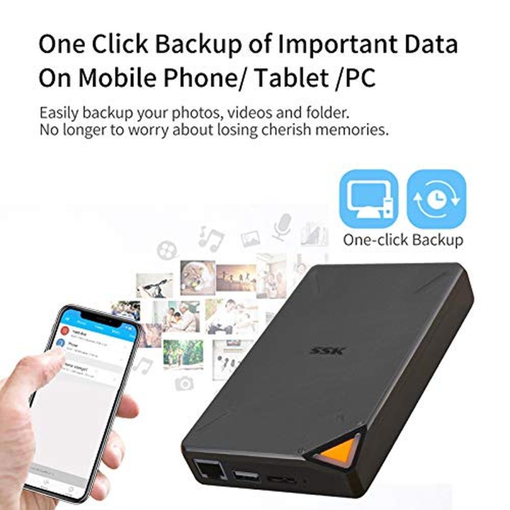 External SSK: SSK 1TB Portable NAS Wireless SSD – Side View