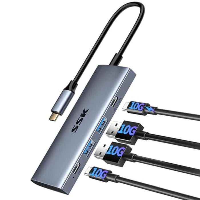 10Gbps Hub: SSK USB C 4-in-1 TypeC Multiport Adapter – Front View
