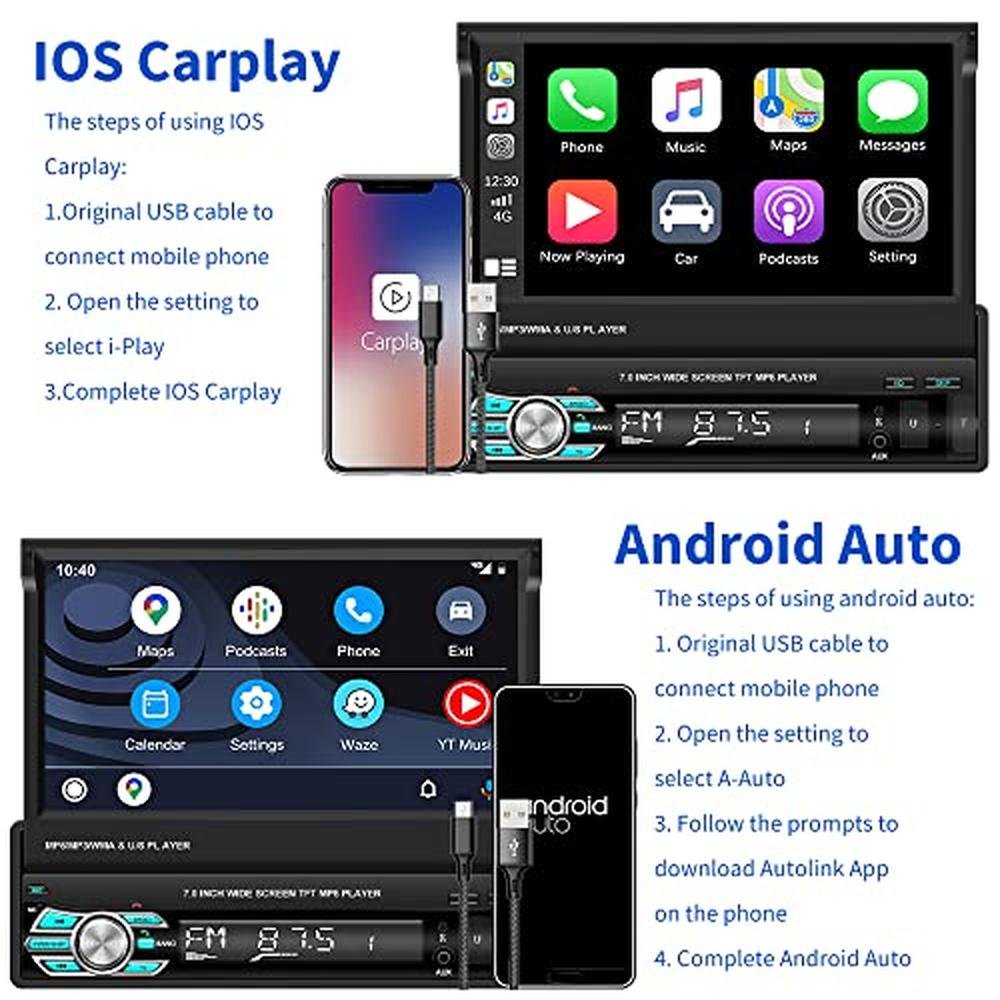 (Stable) Hikity 7 Inch Single Din Carplay Car Stereo – Side View