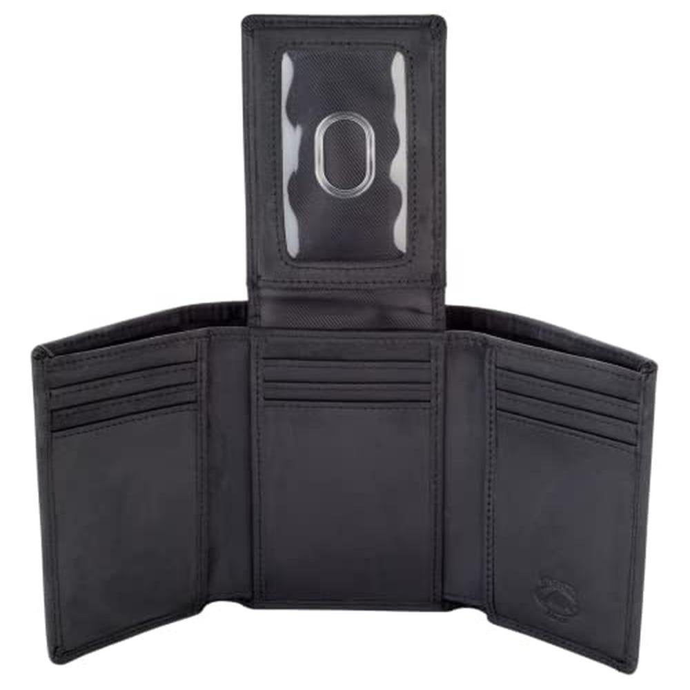 Stealth Mode Trifold Leather Wallet for Men with ID Holder – Front View