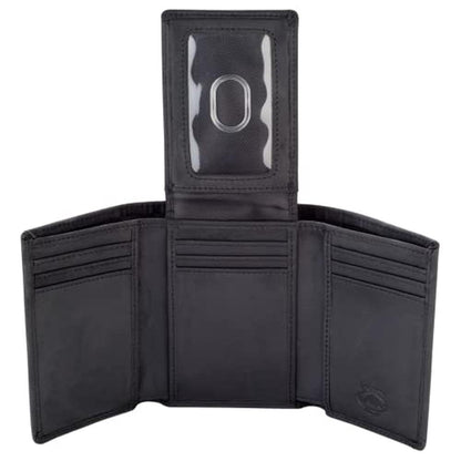 Stealth Mode Trifold Leather Wallet for Men with ID Holder – Front View