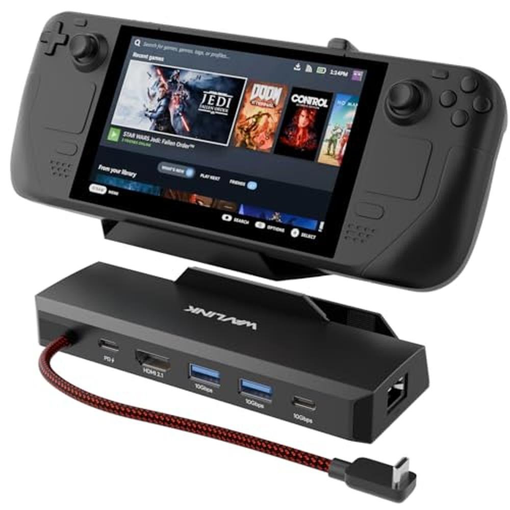 Steam Deck: Wavlink 6-in-1 Docking Station – Front View