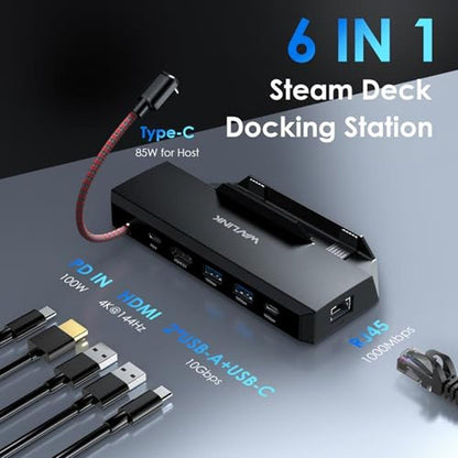 Steam Deck: Wavlink 6-in-1 Docking Station – Side View