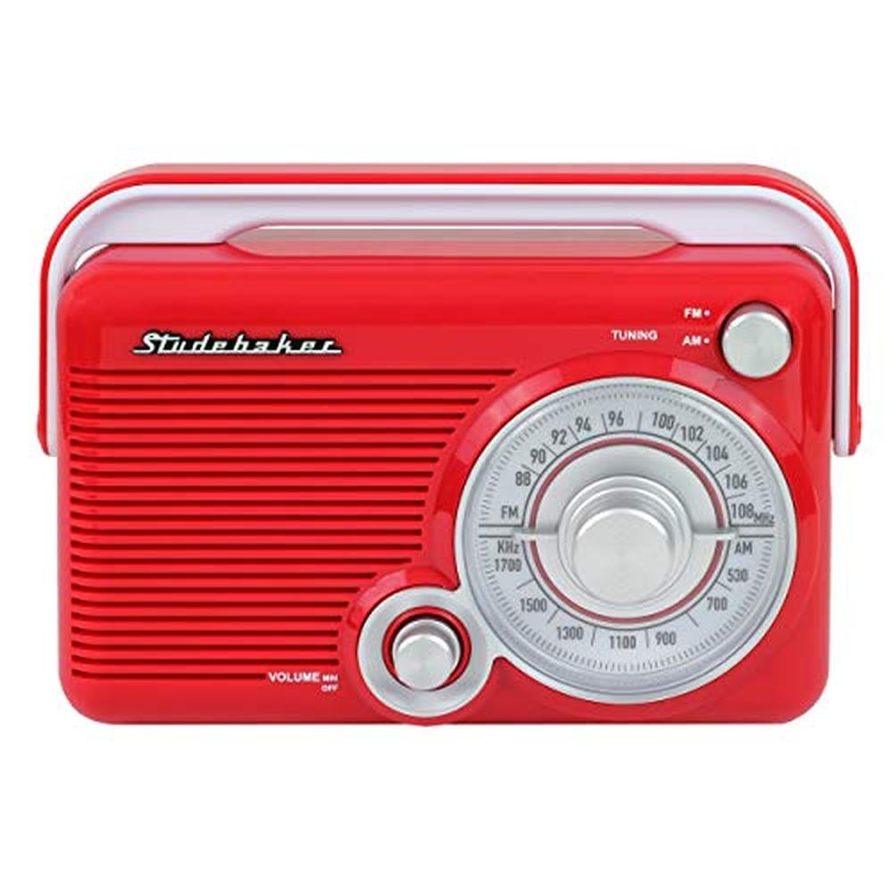 Studebaker SB2002RB Portable AM/FM Radio with Headphone – Side View