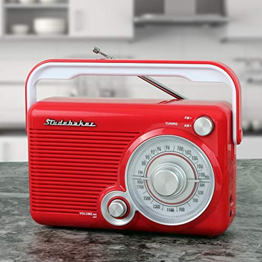 Studebaker SB2002RB Portable AM/FM Radio with Headphone – In Use