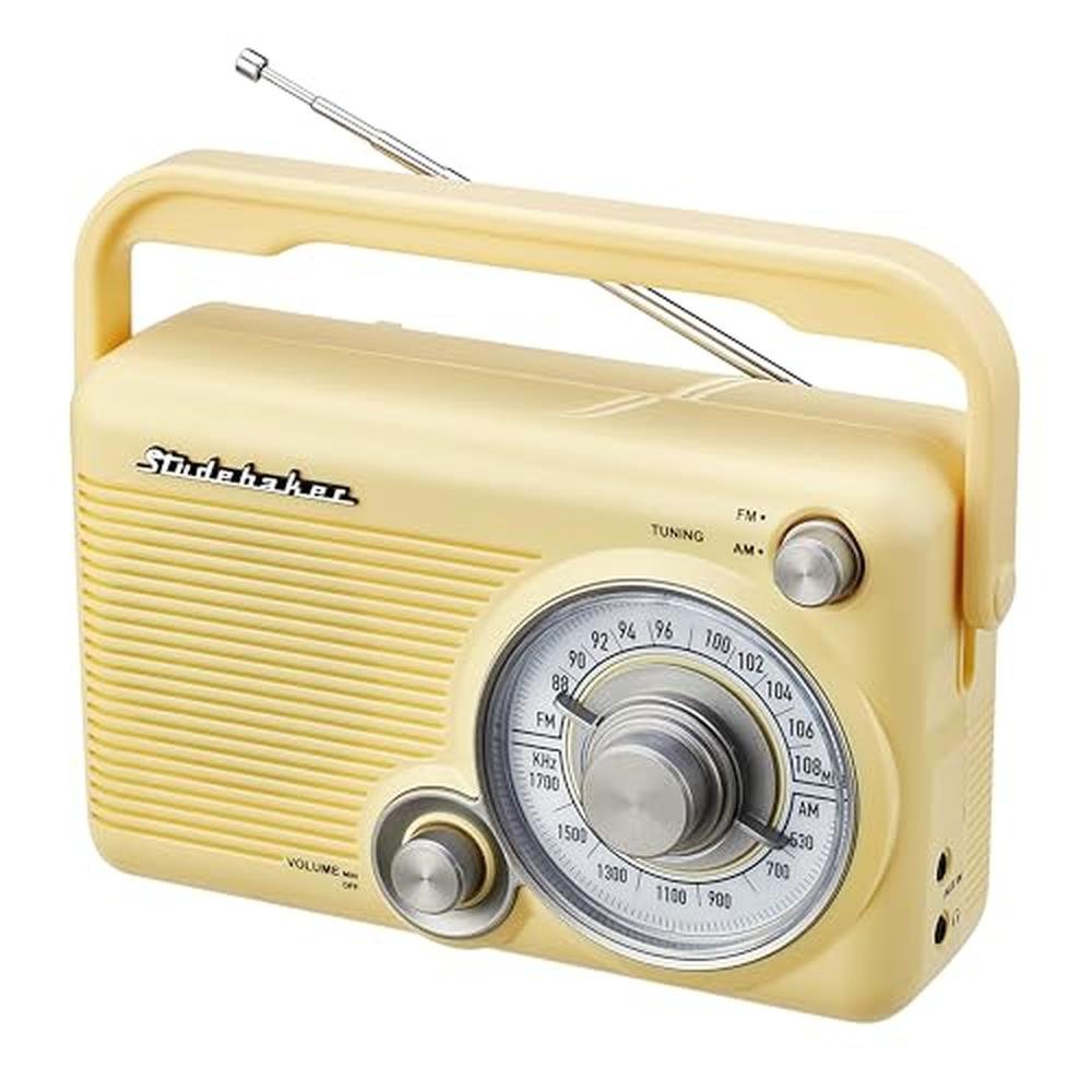 Studebaker SB2002YL Portable AM/FM Radio with Headphone – Front View