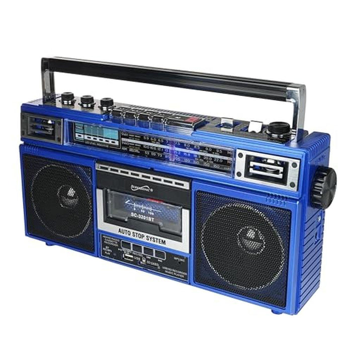 Supersonic SC-3201BT 4 Band Radio & Cassette Player Boombox – Front View