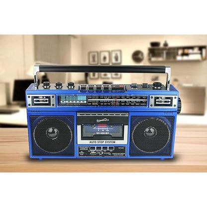 Supersonic SC-3201BT 4 Band Radio & Cassette Player Boombox – Side View