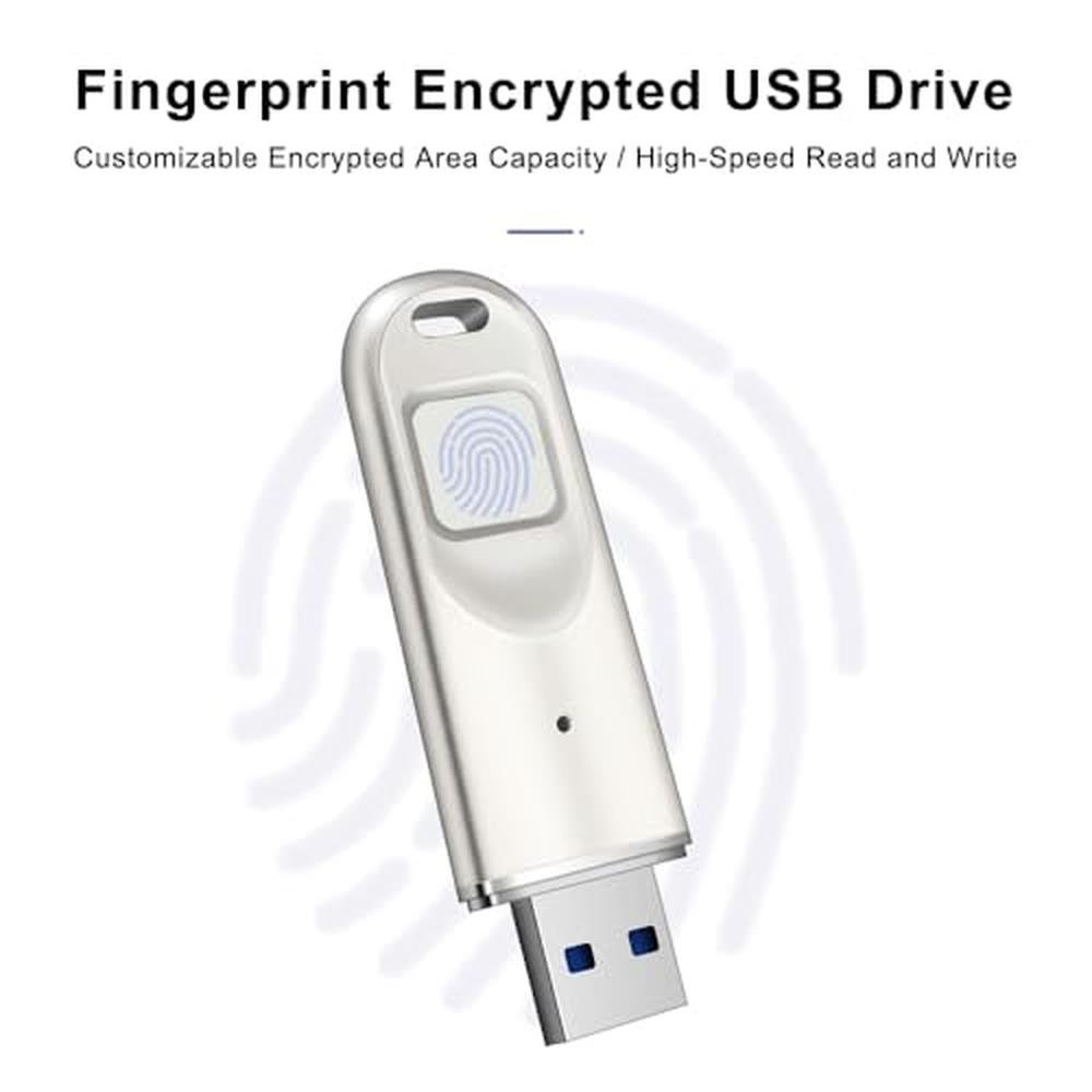 Flash Drive: Swokely USB Flash Drive Fingerprint Encrypted – Side View