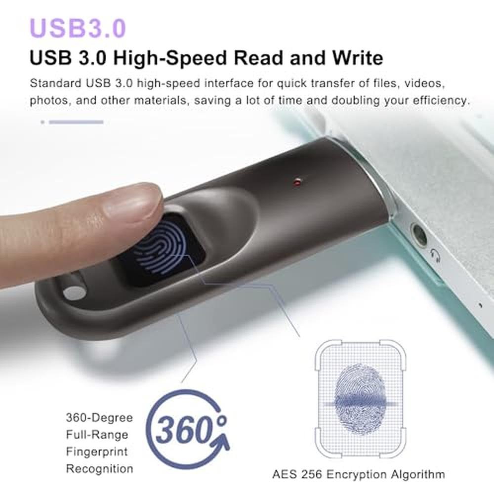 Flash Drive: Swokely USB Flash Drive Fingerprint Encrypted – In Use