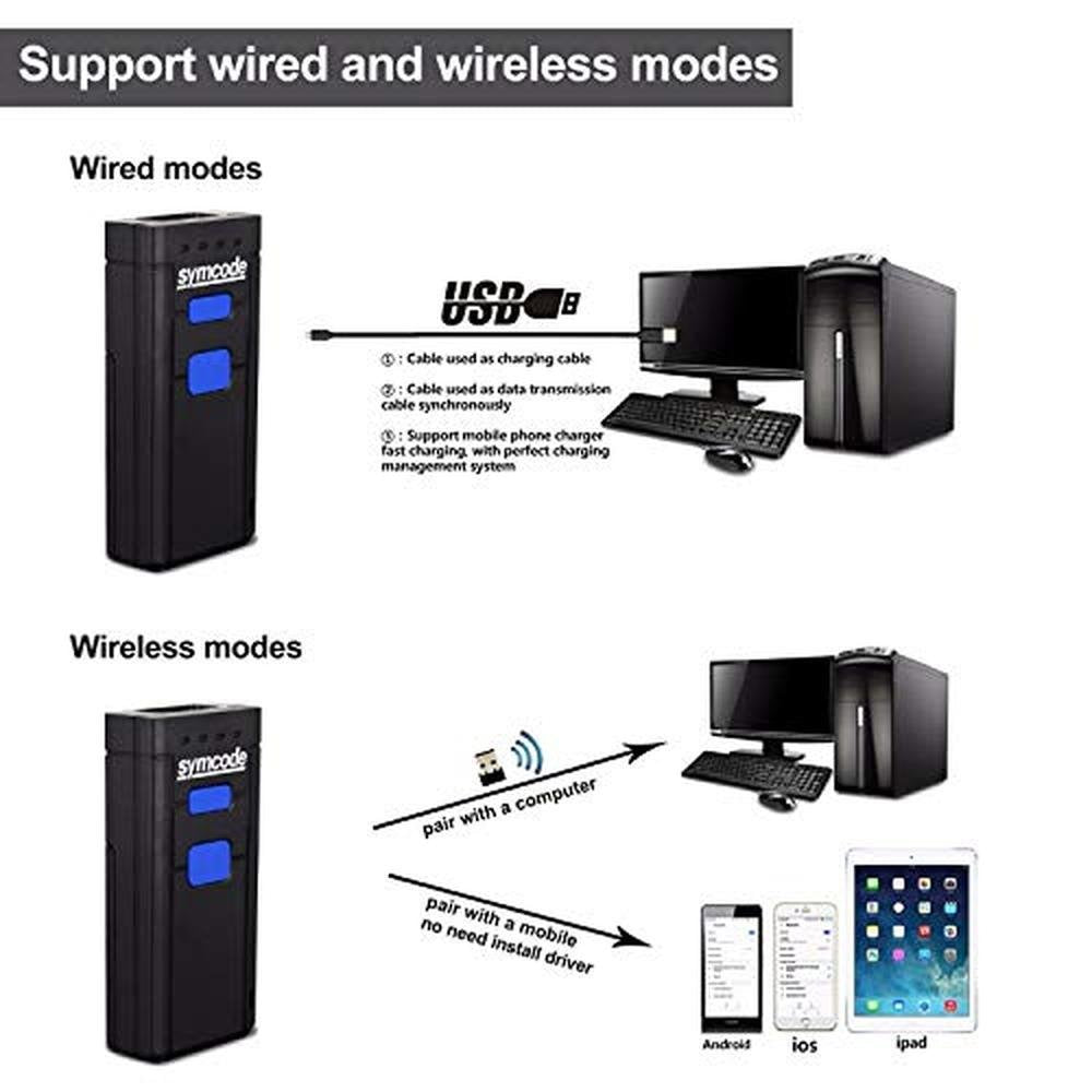 Bluetooth Barcode Scanner: Symcode Wireless 2.4GHz Portable – Packaging
