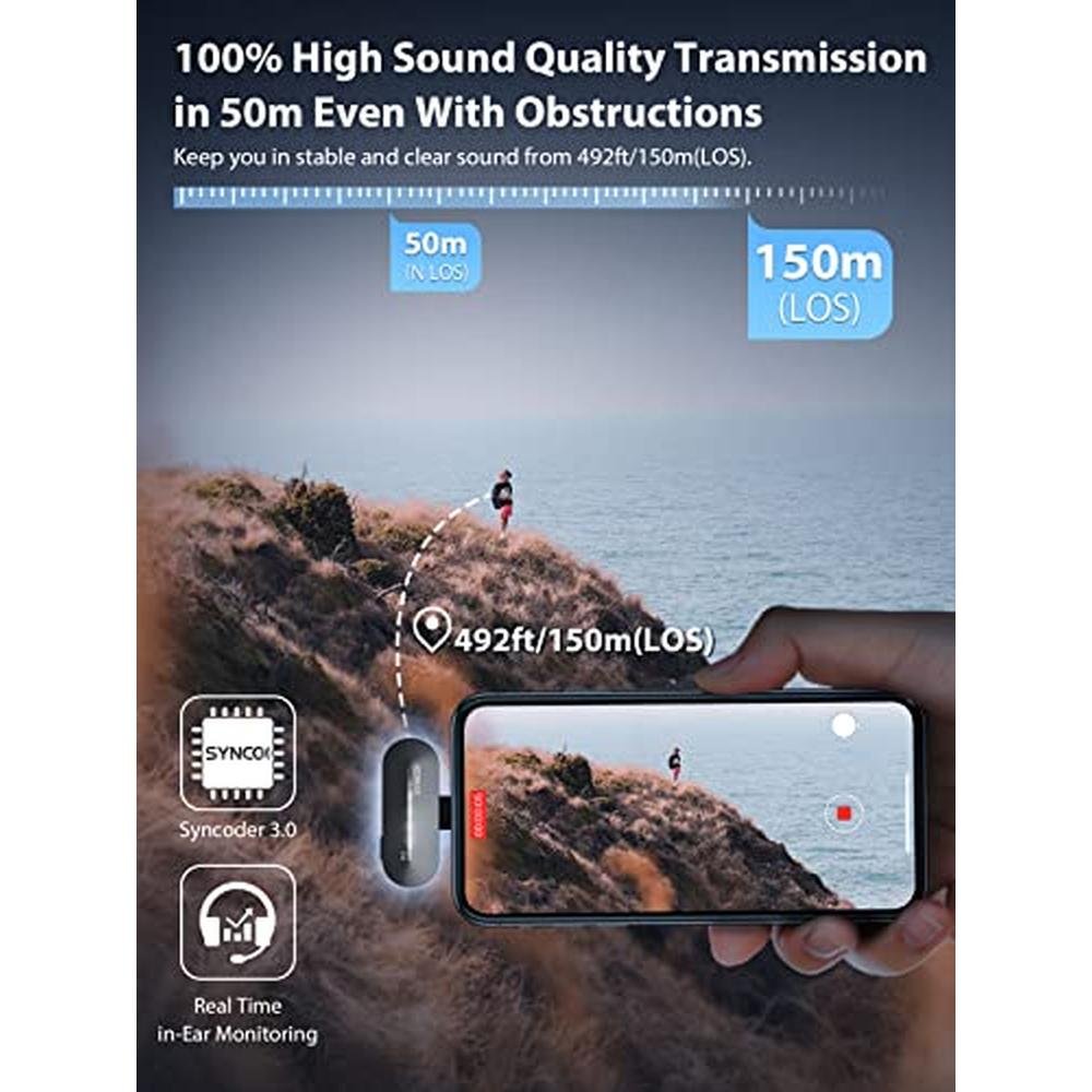 iPhone Lavalier: SYNCO P1 Wireless Lavalier Microphone – Side View