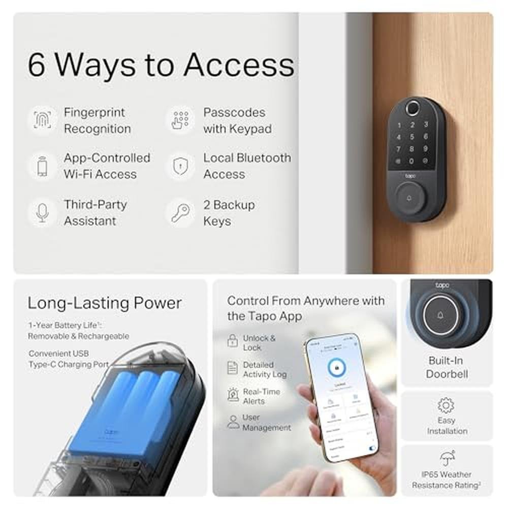 Tapo Door Lock: Tapo Smart Wi-Fi Door Lock Deadbolt Keyless – Side View