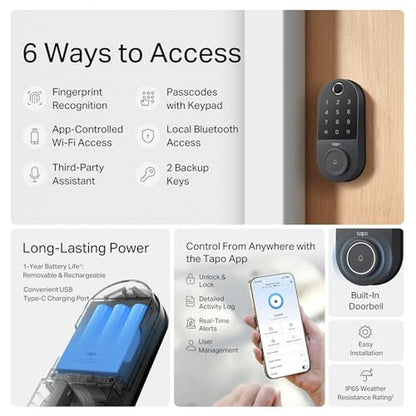 Tapo Door Lock: Tapo Smart Wi-Fi Door Lock Deadbolt Keyless – Side View