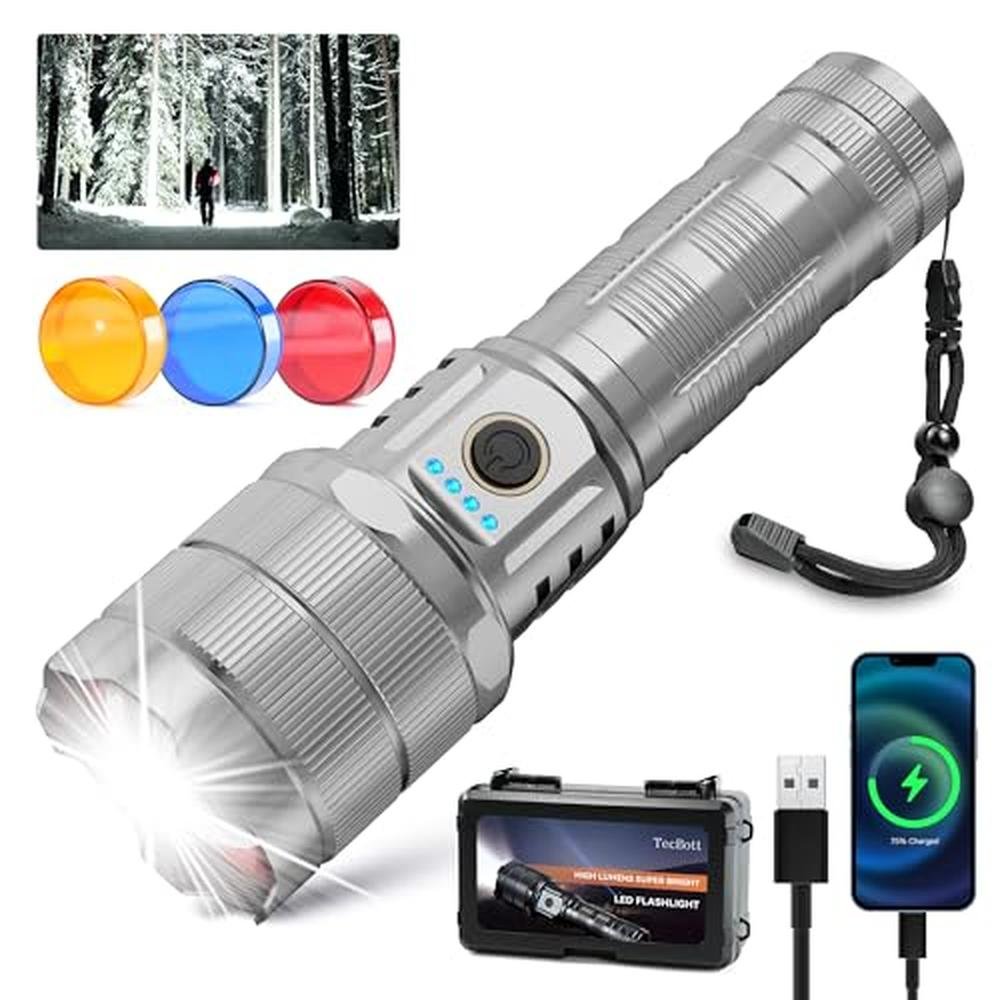 Flashlights: TECBOTT 10000 High Lumens LED Rechargeable – Front View