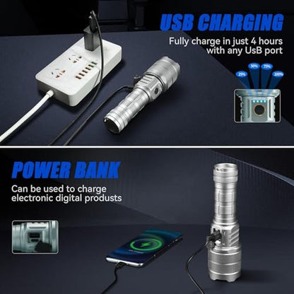 Flashlights: TECBOTT 10000 High Lumens LED Rechargeable – Close-up Detail