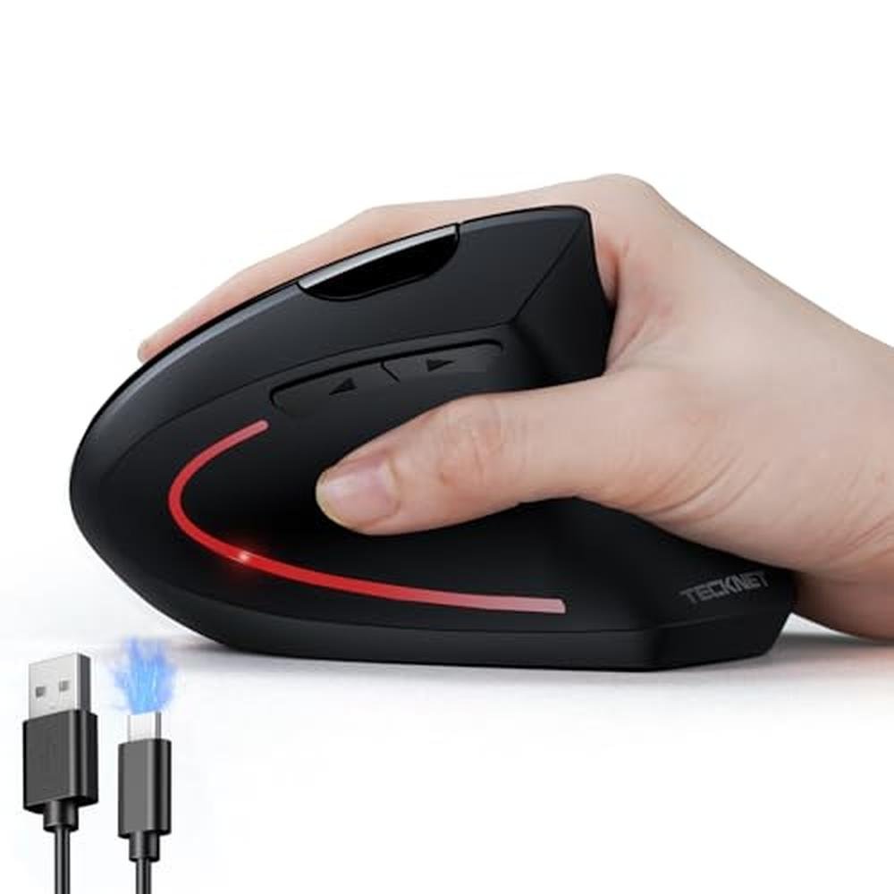 Ergonomic Mouse: TECKNET Rechargeable Vertical Ergo Mouse – Front View
