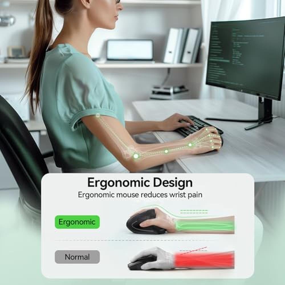 Ergonomic Mouse: TECKNET Rechargeable Vertical Ergo Mouse – Side View