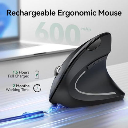 Ergonomic Mouse: TECKNET Rechargeable Vertical Ergo Mouse – Close-up Detail