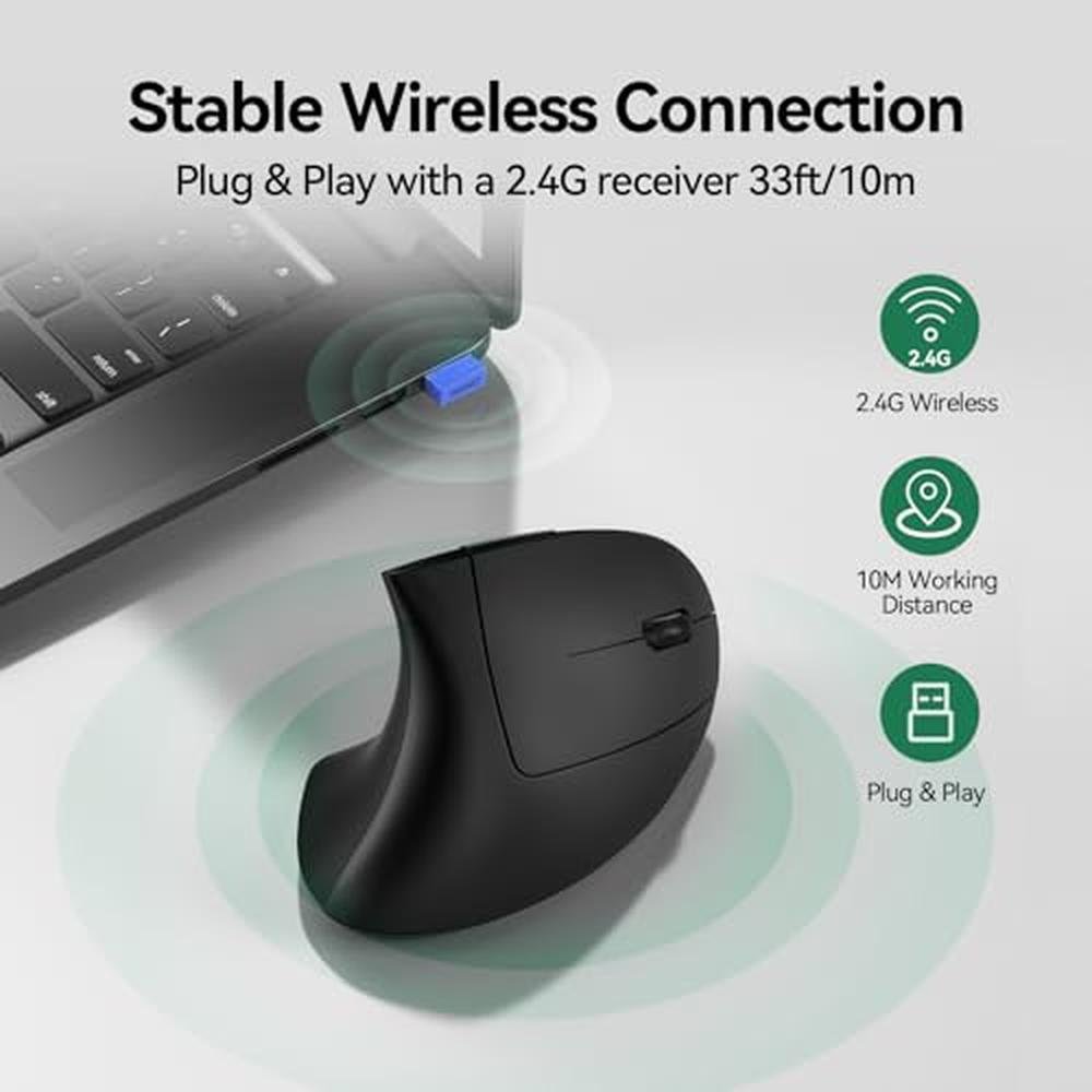 Ergonomic Mouse: TECKNET Rechargeable Vertical Ergo Mouse – In Use