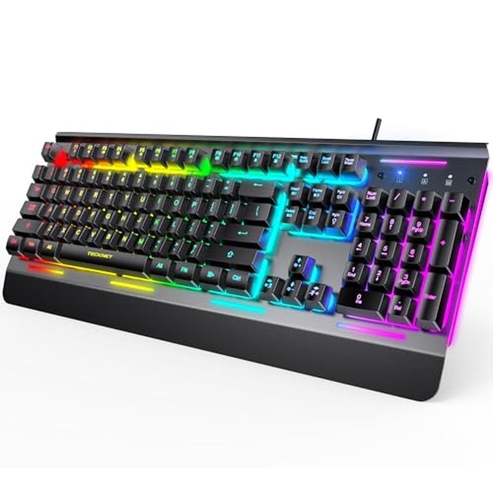 Gaming Keyboard: TECKNET Gaming Keyboard USB Wired Computer – Front View
