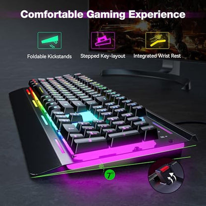 Gaming Keyboard: TECKNET Gaming Keyboard USB Wired Computer – Side View